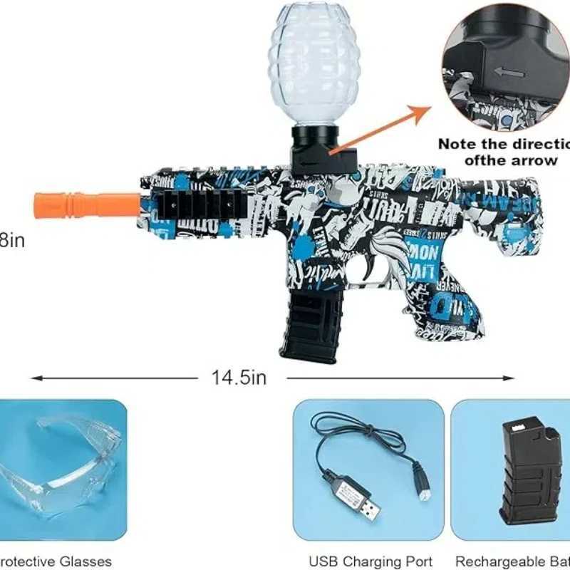 New Arrival M416 Blaster Toy Gun Blaster With Glasses Automatic Summer Outdoor Toys For Activities Team Game no water beads T250320