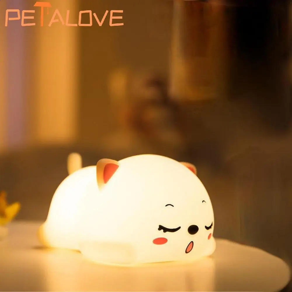 Night Light Cute Animal Panda Rabbit Duck Lovely Silicone Lamp Cloud Star Christmas Gift for Kids USB Recharge Warm Soft Light 250319