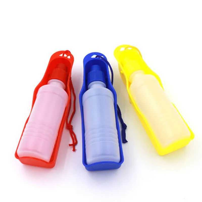 250ml Dog Water Bottle Folding Drinker Plastic Portable Water Bottle Pets Outdoor Travel Drinking Water Feeder Bowl for Dogs Y250319