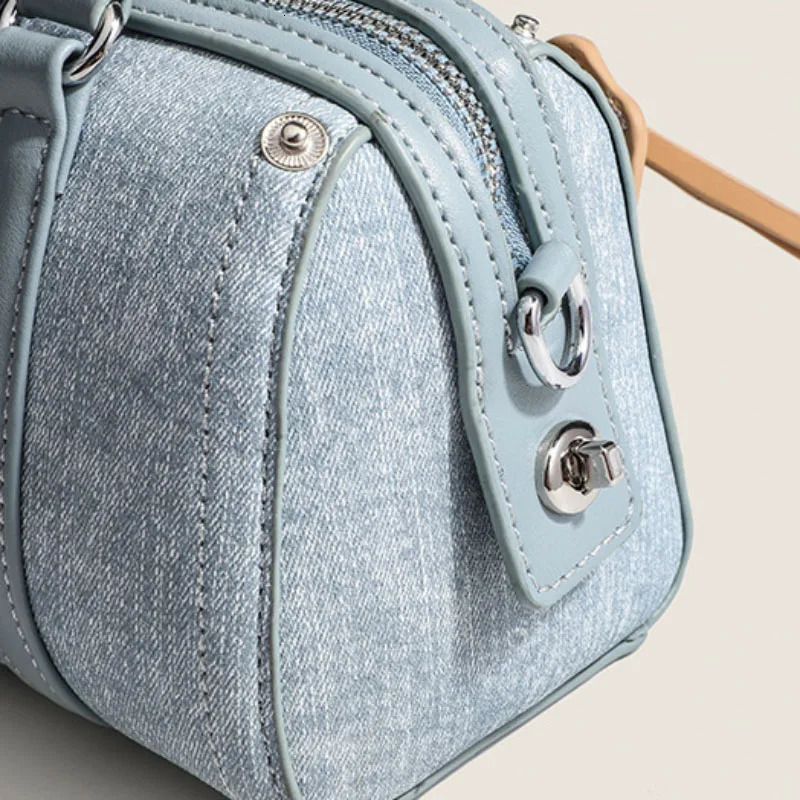 Fashionable retro denim blue pillow bag womens selling item fashionable cross body bag student commuting bag 250318