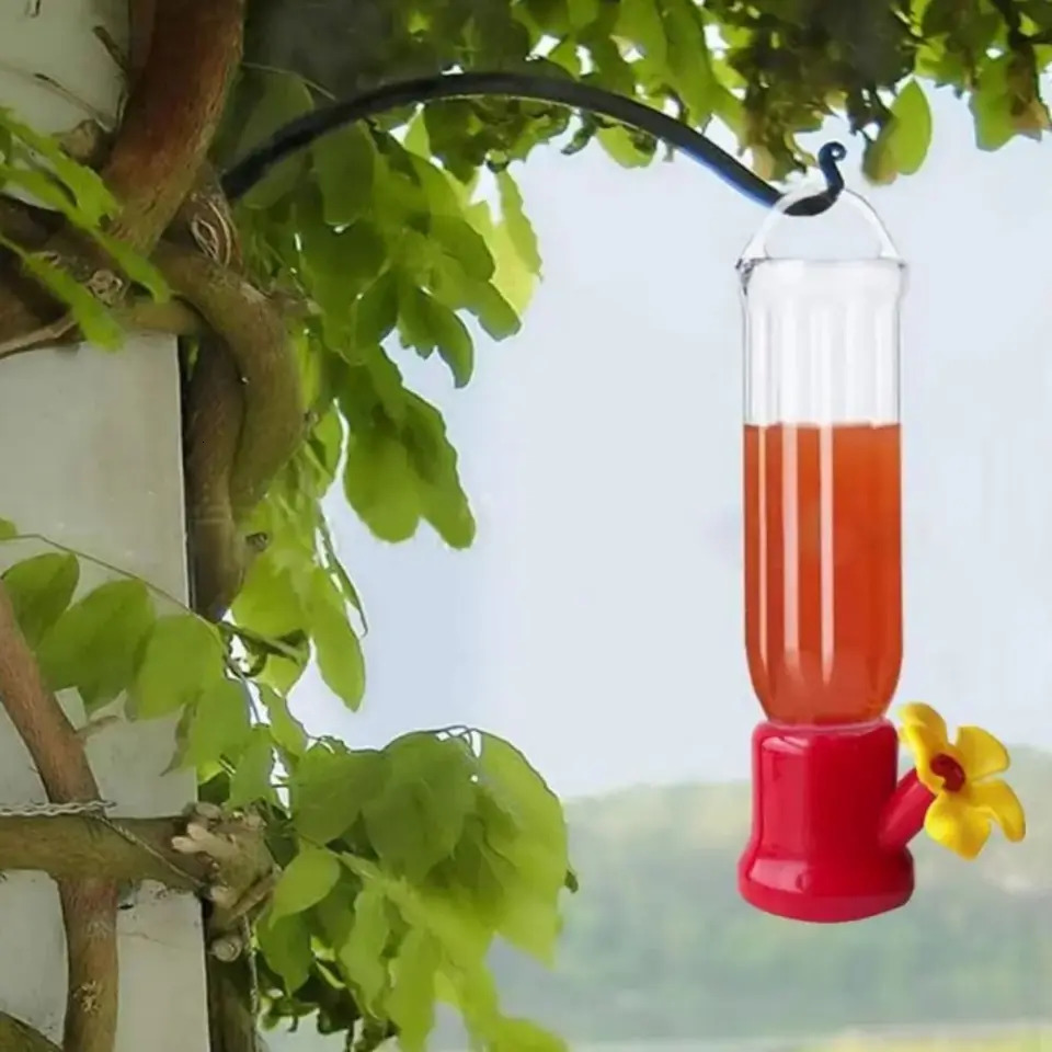 1 portable bird water dispenser with hanging wire transparent plastic leak proof hummingbird feeding bottle supplies 250320