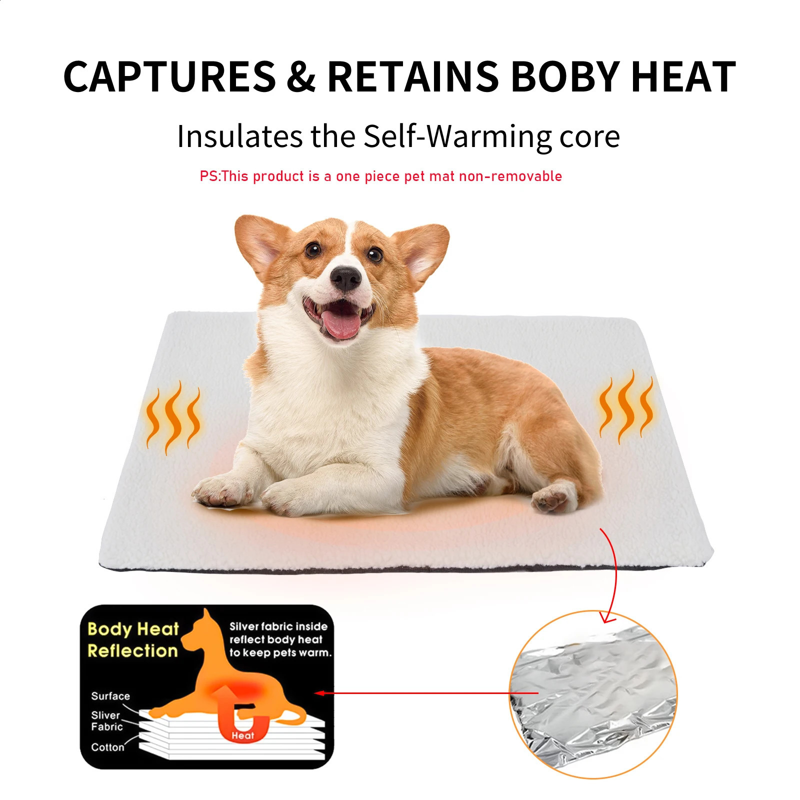Self heating pet mats felt dog warming cat washable 250312