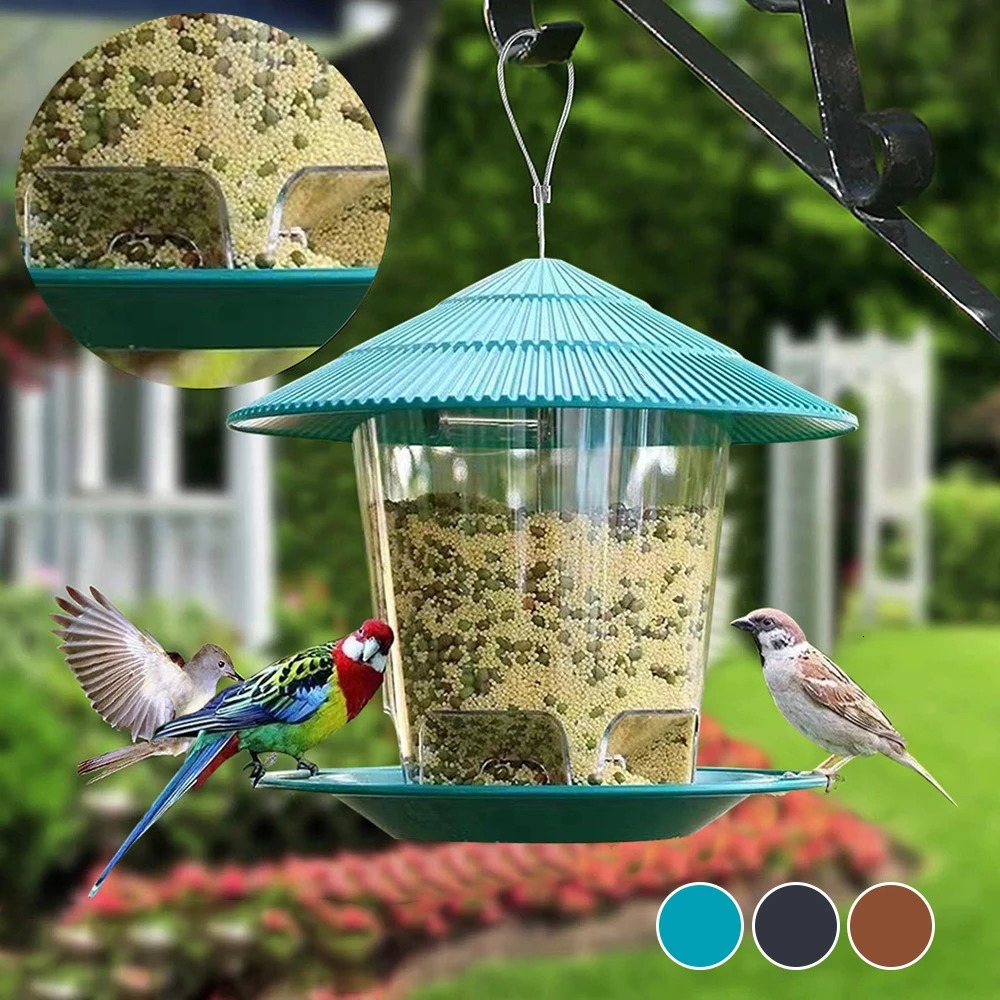 Plastic bird feeder transparent suspension peanut and nut feeding station outdoor garden seed food dispenser bracket container 250320