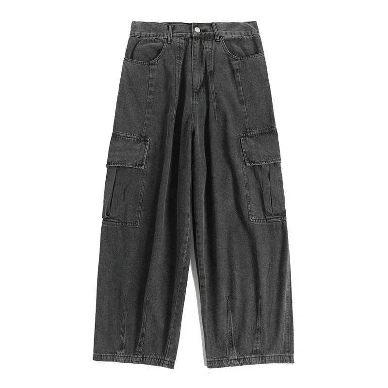 Baggy Jeans mens oversized cargo Korean black wide pants street clothing hip-hop Harajuku mens fashion straight jeansT250319