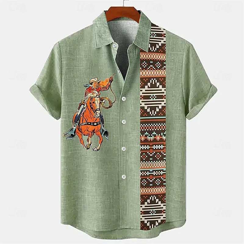 Linen mens short sleeved shirt in blue white black and pink lightweight and breathable Hawaiian seaside mens fashion top plus size M250320