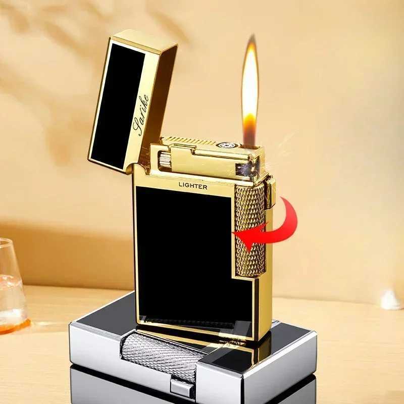 Metal windproof torch gas lamp dual flame butane cigarette lighter mens gift cigarette lighter accessories M250319
