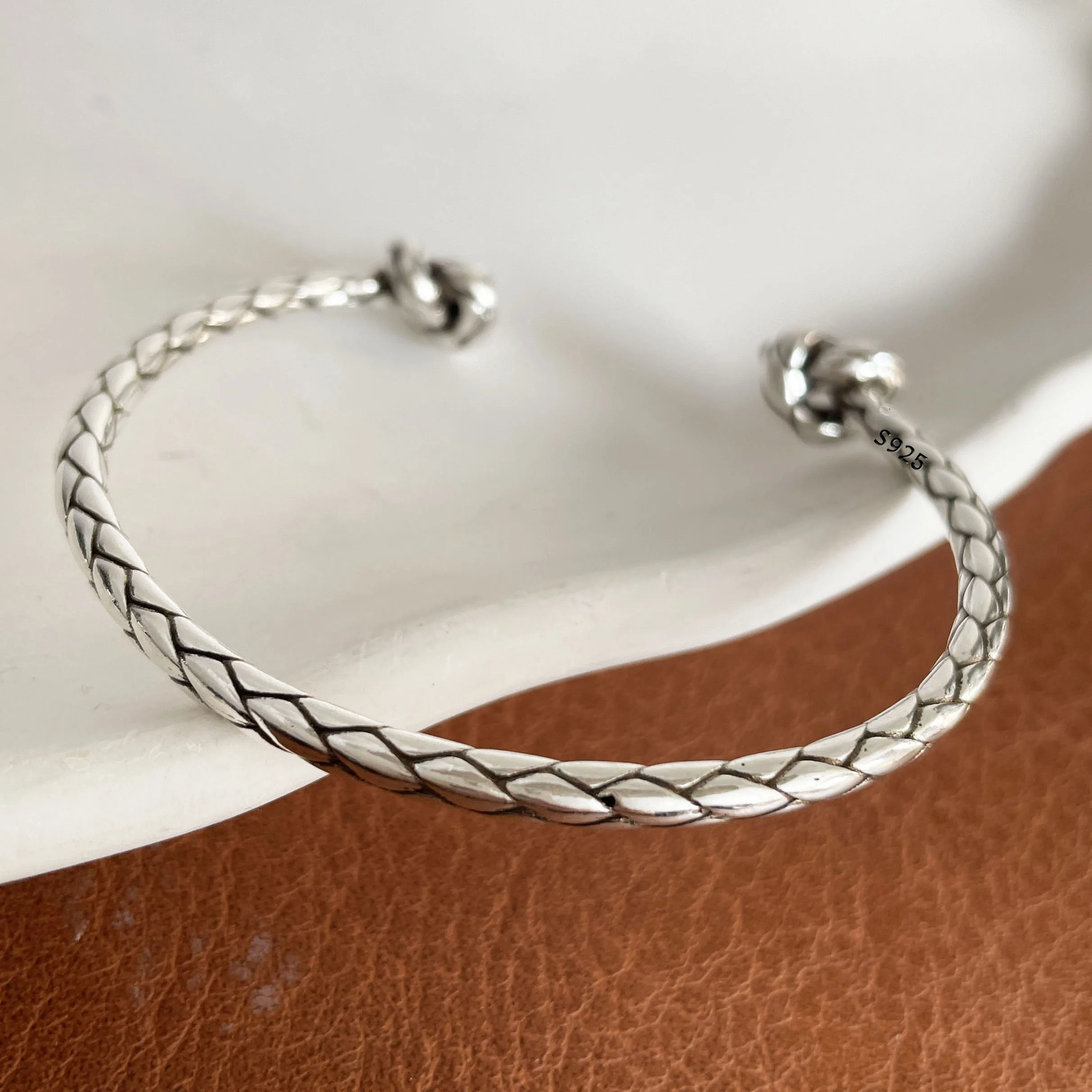 100% Solid 925 Sterling Silver Metal Bracelet for Women Vintage Handmade Simple Retro Black Stone Bracelet Birthday Gift Party 250320