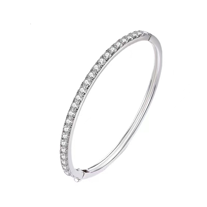 Iced D Color Moissanite Bangle Women S925 Sterling Silver Ins Fashion Moissanita Diamond Bracelet White Gold Finish Pass Tester