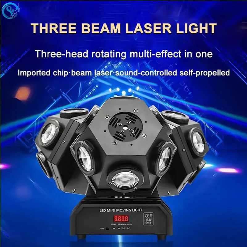 Stage Light Beam Projector Three Heads RGBW 3in1 LED Laser Rotating Moving Head Light DMX Control for Bar DJ Disco Party Z250320