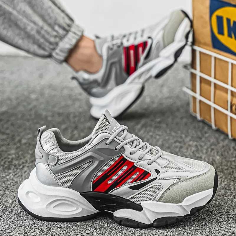 Breathable shock-absorbing shoes mens classic running shoes lightweight leather sports shoes mens comfortable outdoor sports shoesW250320
