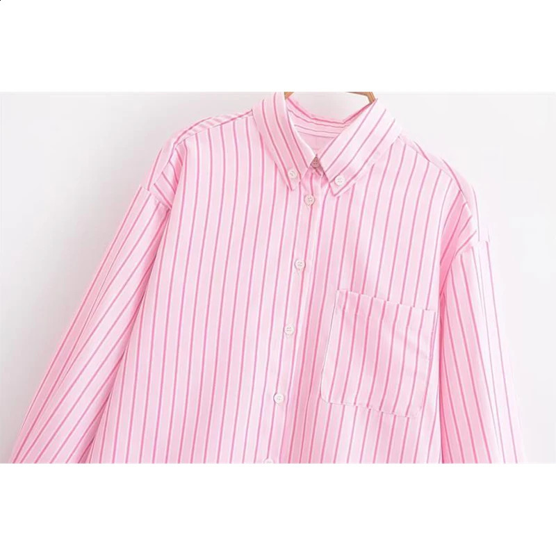 Blouses 2025 Womens Spring Fashion Stripe Elegant Loose Street Youth Long Sleeve Top 250319