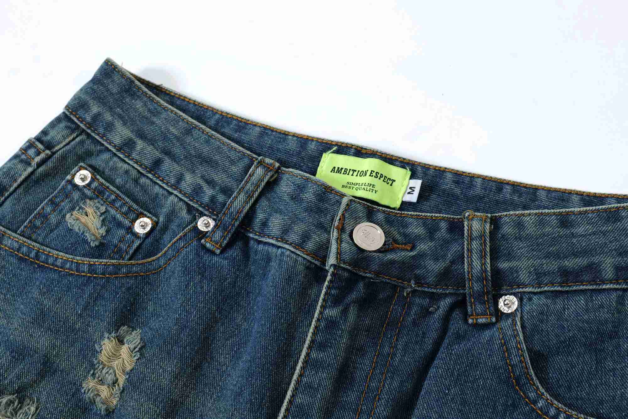 AMBION ESPECT American Printed Straight Jeans Street Retro Mens and Womens Loose Trouser Trend Ropa HombreT250319