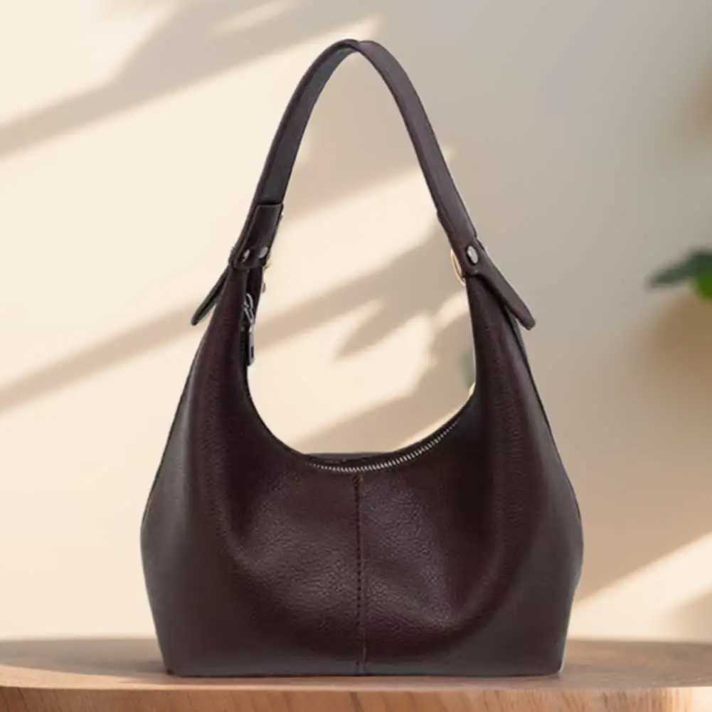 Womens Retro Underwear Bag PU Leather Simple Shoulder Bag Solid Color Casual Armrest Bag Y250319