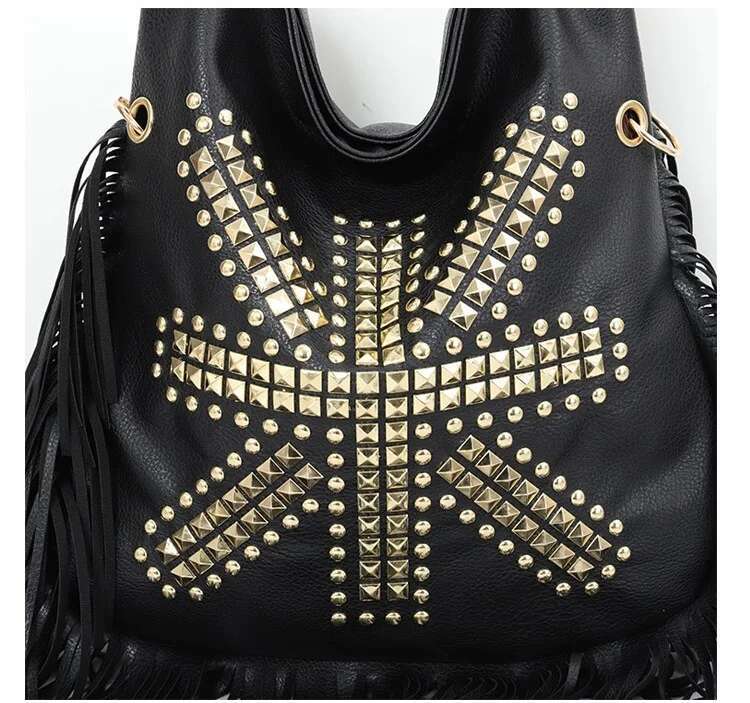 Fashion Rivet Crossbody Shoulder For Women Brand Designer Large Capacity Ladies Handbags Long Tassel Female Messenger Bags