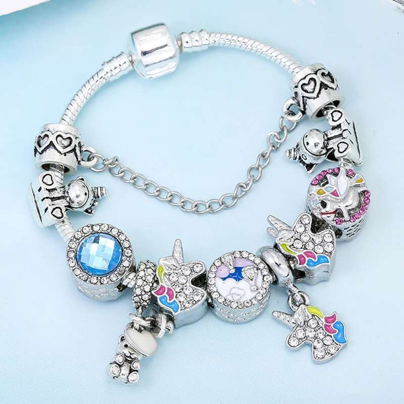 Cute Animal Unicorn Charm Bracelet For Women Girls Hot Air Balloon Beads Fit Original Fine Bracelet Fashion Jewelry