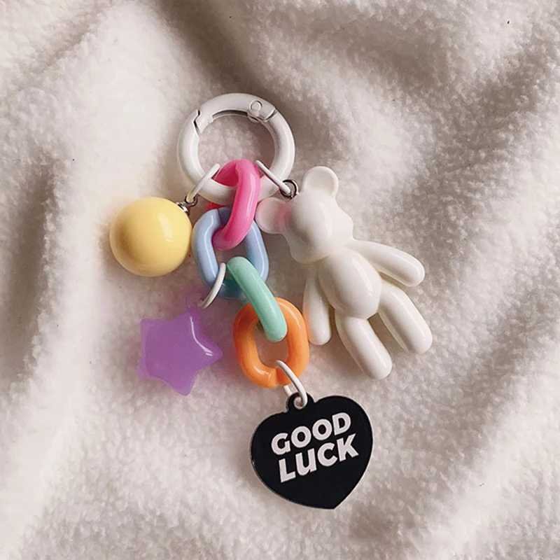 Creative and cute bear keychain colored bear bag decoration accessory suitable for women girls fashionable headphones protective case pendantXJ250319