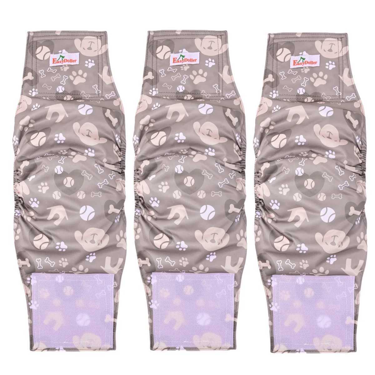 3 packs of washable mens dog diapers cute cartoon paw pattern pet hygiene pants reusable leak proof diapers Y250320