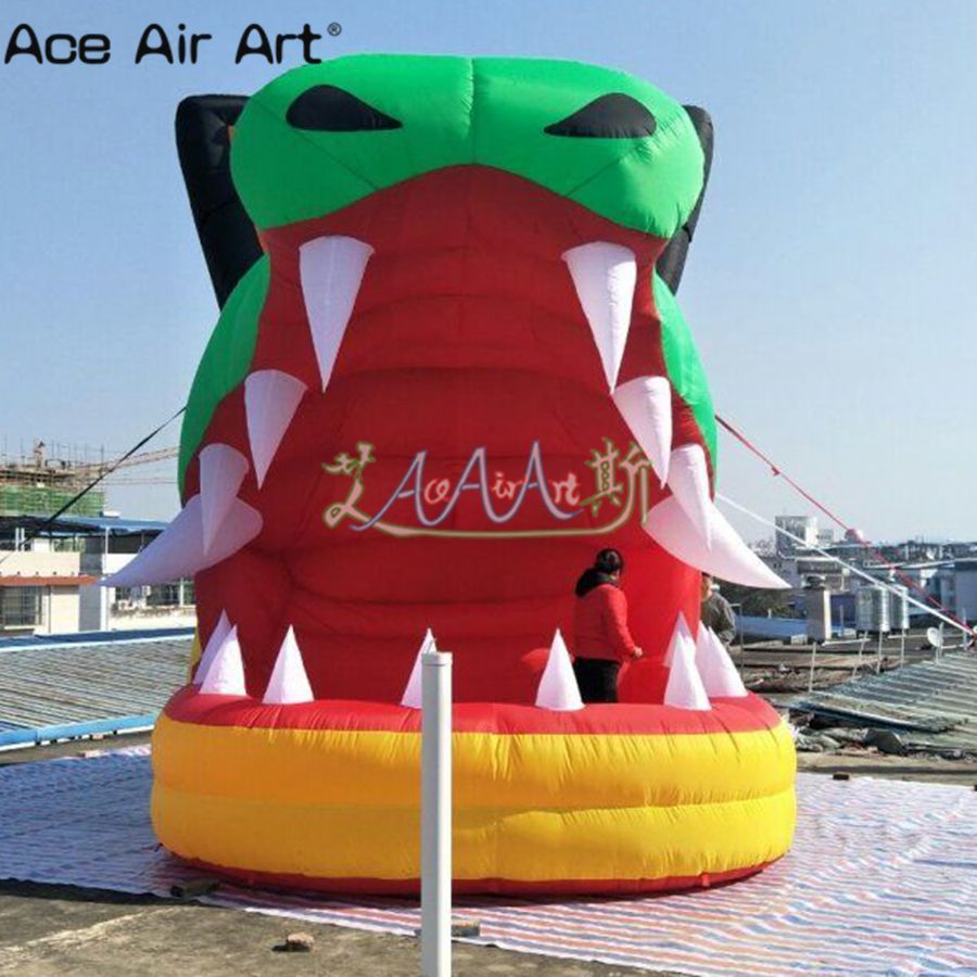 7mLx4.5mWx5mH (23x15x16.5ft) with blower Customized inflatable head dj booth dj bar table concession station with big mouth for Sale