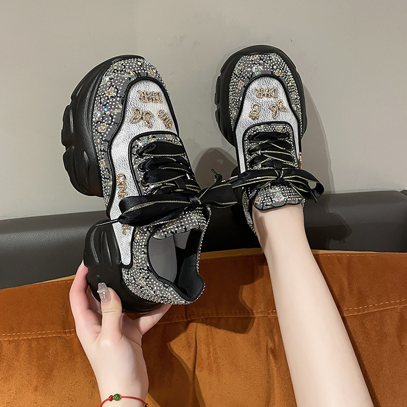Women's Dad Shoes trendy on Instagram in 2025 New breathable style heightened thick-soled casual all-match mesh sports shoes