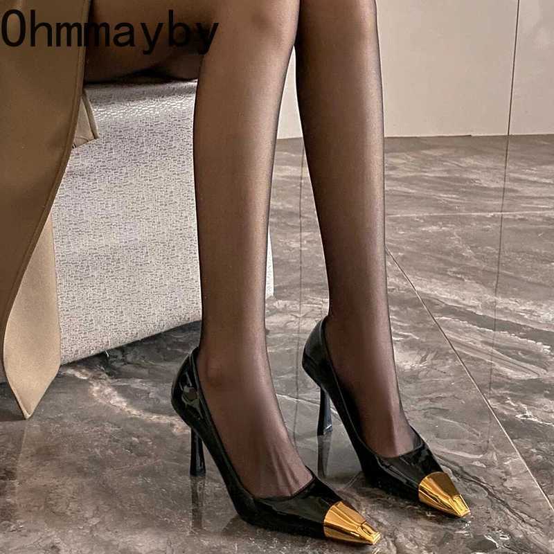 Designer patent leather temperature pump Fi Pointed Toe Slip shoes for ladies elegant high heels club stripping shoes Y250319