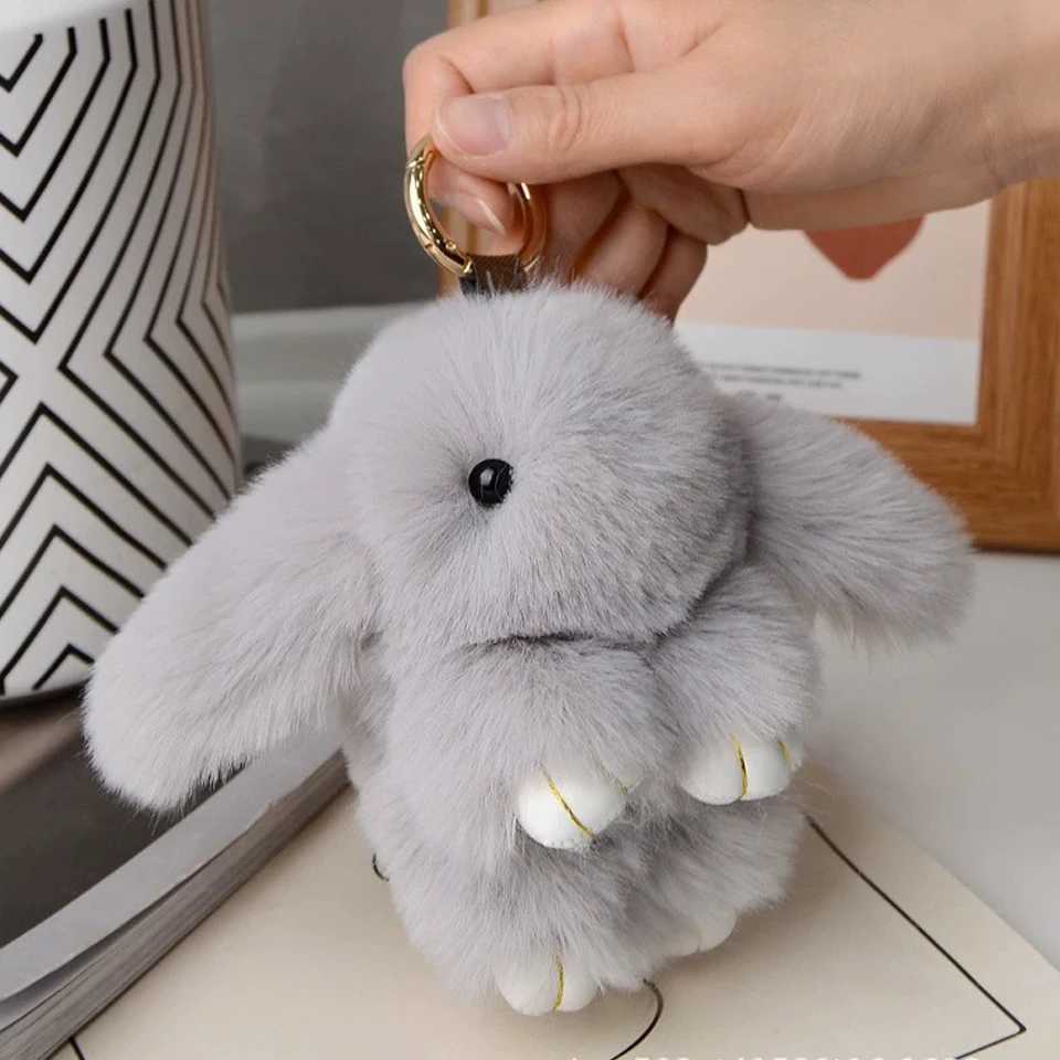 ZAKOL 15cm fluffy rabbit fur fluffy rabbit keychain soft cute rabbit toy keychain bag decorative accessories girl giftXJ250319