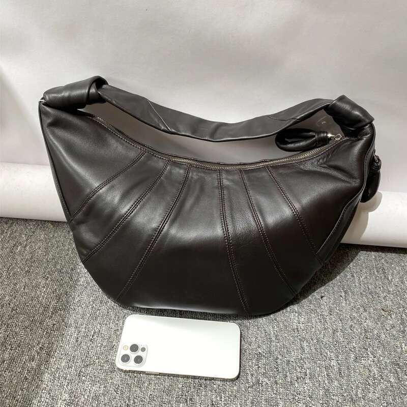Genuine Leather Sheepskin Bags For Women Designer Handbags Purses 2024 New In Vintage Large Capacity Croissant Shoulder