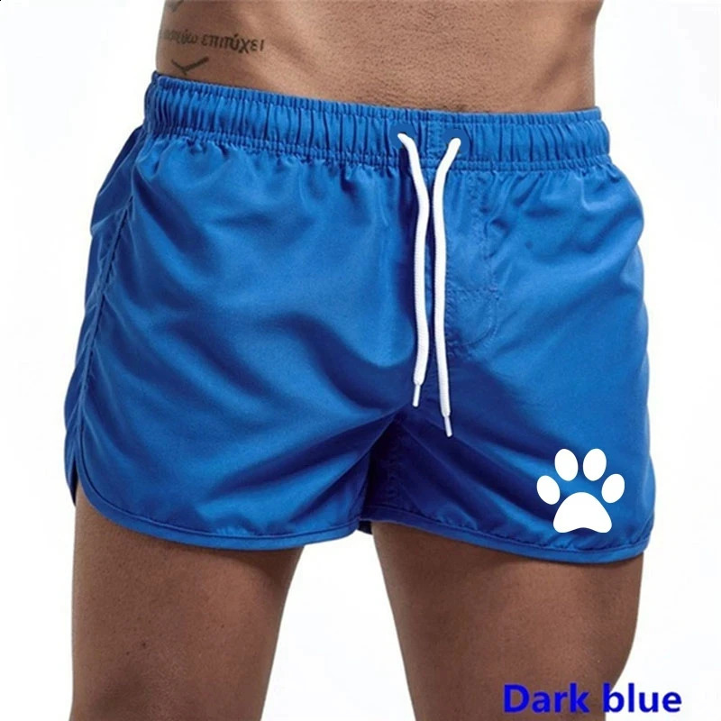 Summer Mens Sports Leisure Breathable Fitness Drawstring Quick Dry Loose Beach Pants Solid Color Shorts Dog Paw Print 250319