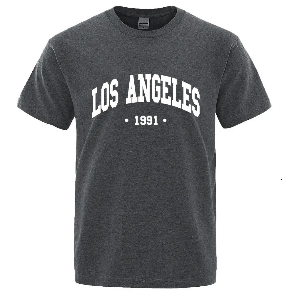 Los Angeles Angel 1991 American City Letter Printing Mens Breathable Summer Sweater Cotton Gothic Tshirt Wear 250320