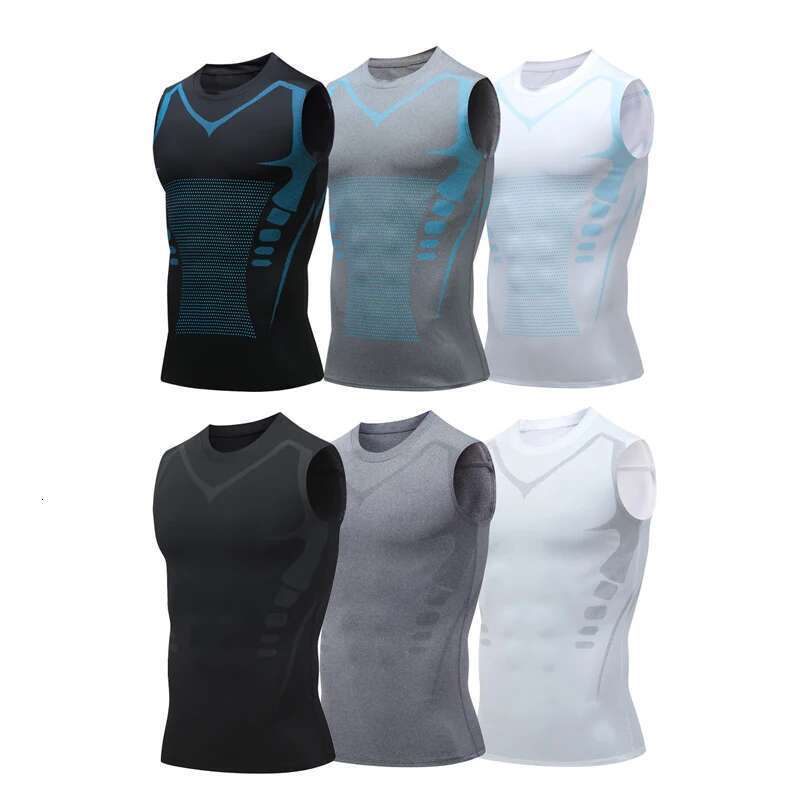 Men's compression vest, sleeveless gym shirt, quick drying sportswear, fitness, strength training, muscle training tops