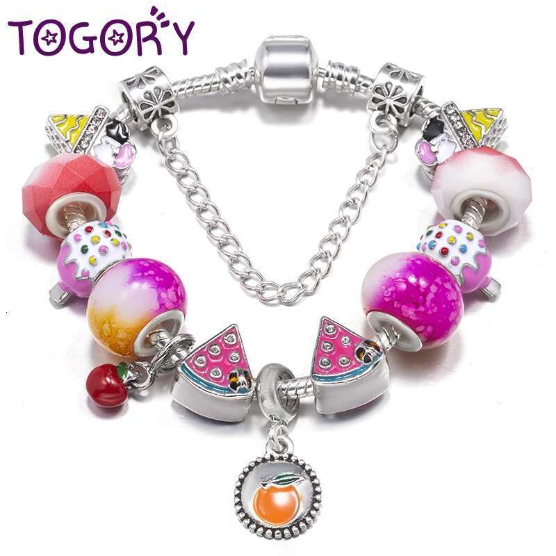 Hot Sale Ice Cream Watermelon Beads Charm Bracelets Fits DIY Brand Bracelet Bangles For Women Men Kids Summer Style Jewelry Gift