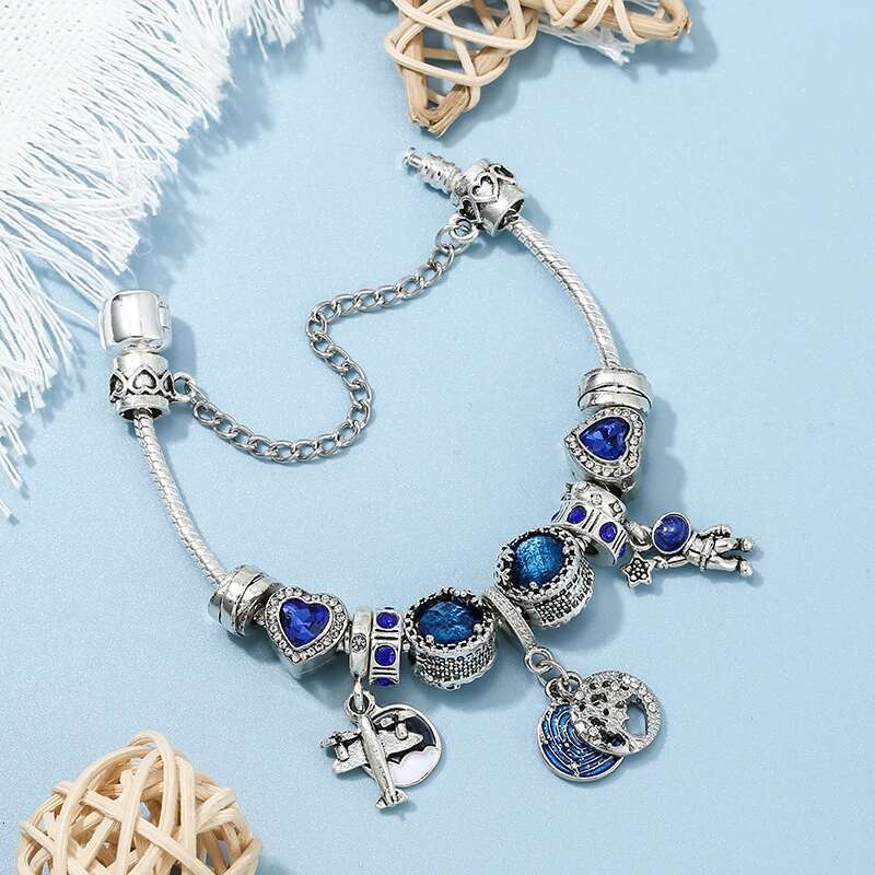 New High Quality Star Series Shape Bracelet Silver Color Airplane Astronaut Beaded Bracelets For Women Men Jewelry Dropshipping