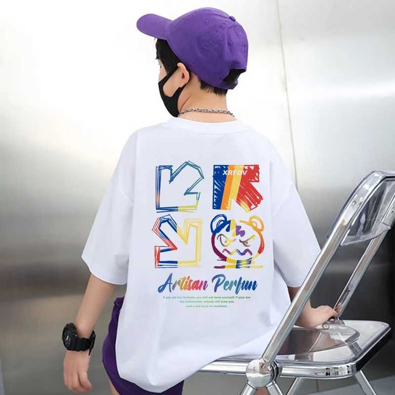 2023 New Summer Childrens Clothing Street Clothing Printed Cartoon T-shirts Childrens Boys and Girls Clothing Short sleeved O-neck T-shirtsT250320