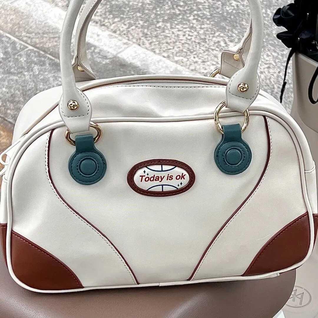 Womens shoulder support bowling bag American retro style portable college style backpack travel Y250319