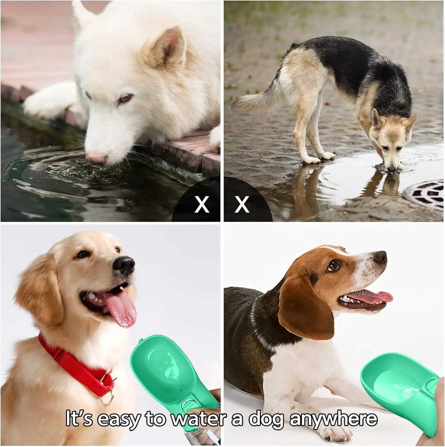 Portable dog water bottle and dog bowl suitable for small dogs cats outdoor leak proof walking drinking bowls small dogs and pet supplies Y250319