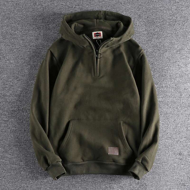 Autumn Winter American Retro 500G Heavyweight Hooded Hoodies Men's Pure Cotton Washed Youth Thickened Veet Casual Sweatshirt