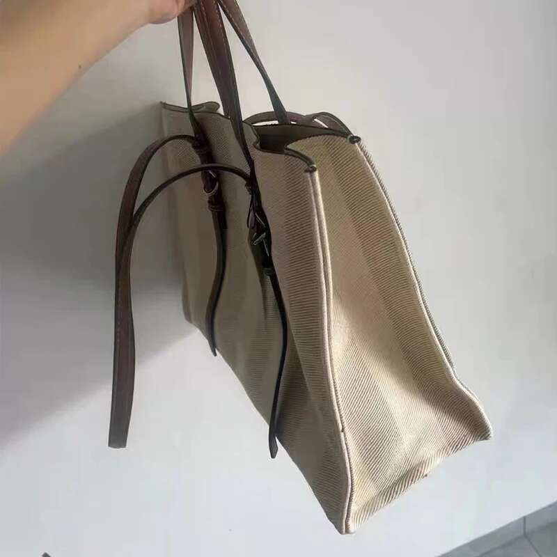 Stripe Printing Tote Bags For Women Designer Handbags Purses 2024 New In Casual Canvas Large Capacity Commuting Shoulder