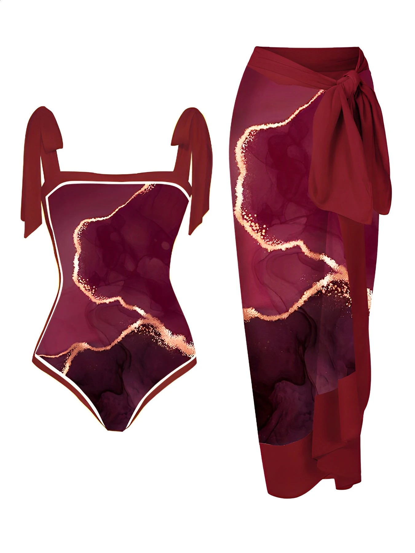 2023 printed onepiece swimsuit womens and beach skirt 2piece sexy 250312