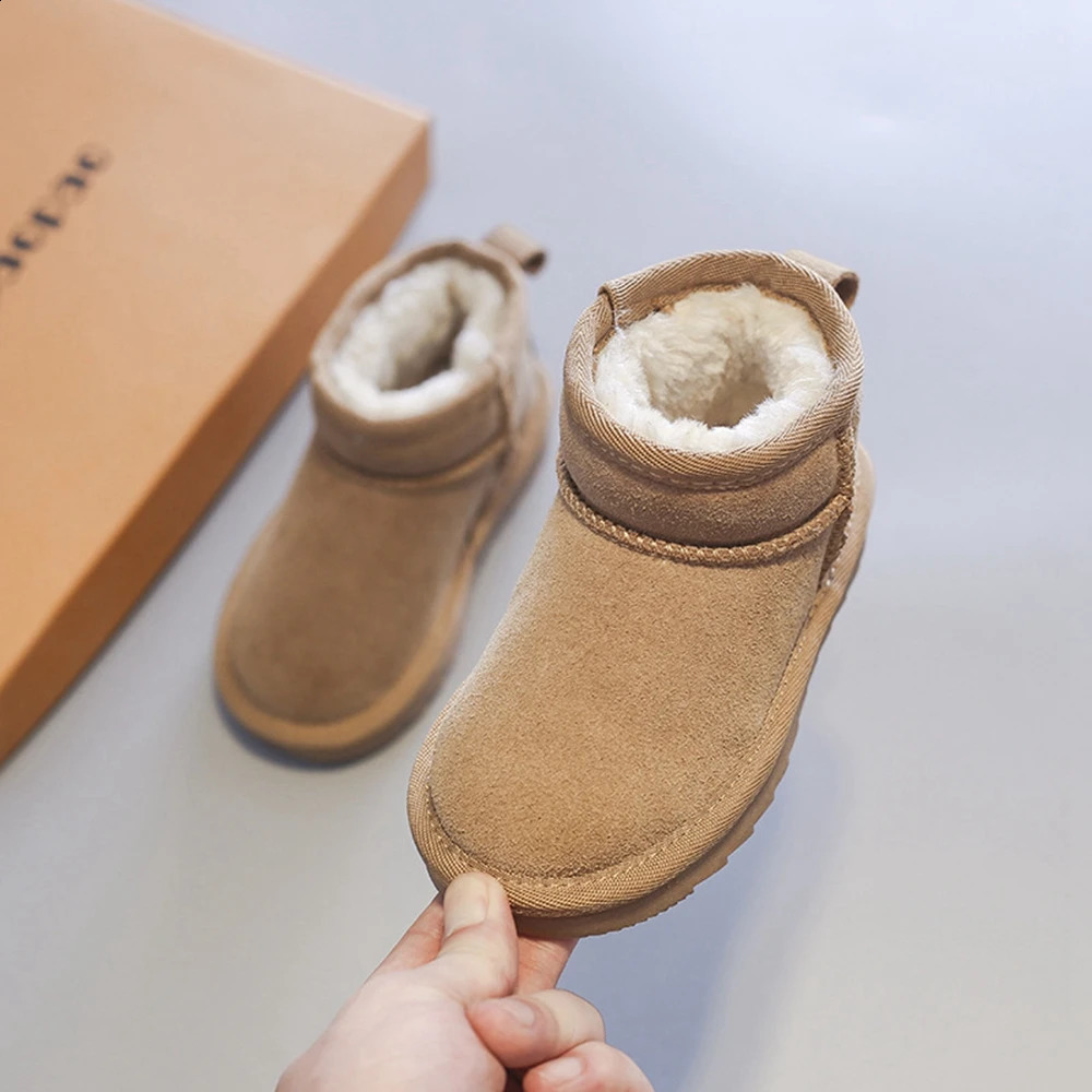 Children Snow Boots for Boys Girls Medium Big Kids Autumn Winter Warm Thermal Thick Plush Boots Classic 250319