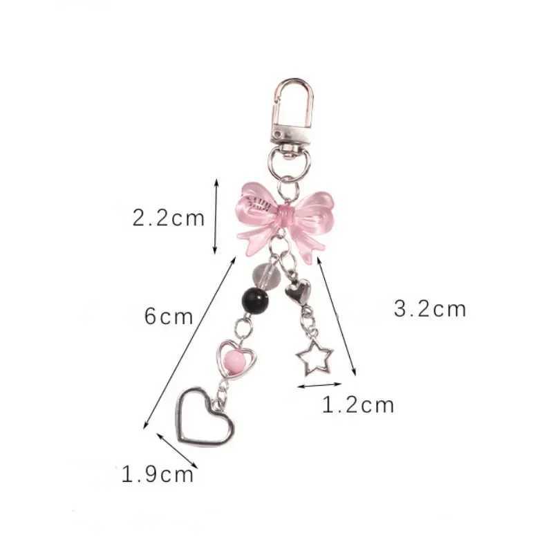Exquisite bow star heart-shaped keychain phone creative hanging rope keychain bag phone pendant chain Y2K Kpop jewelry girl giftXJ250319