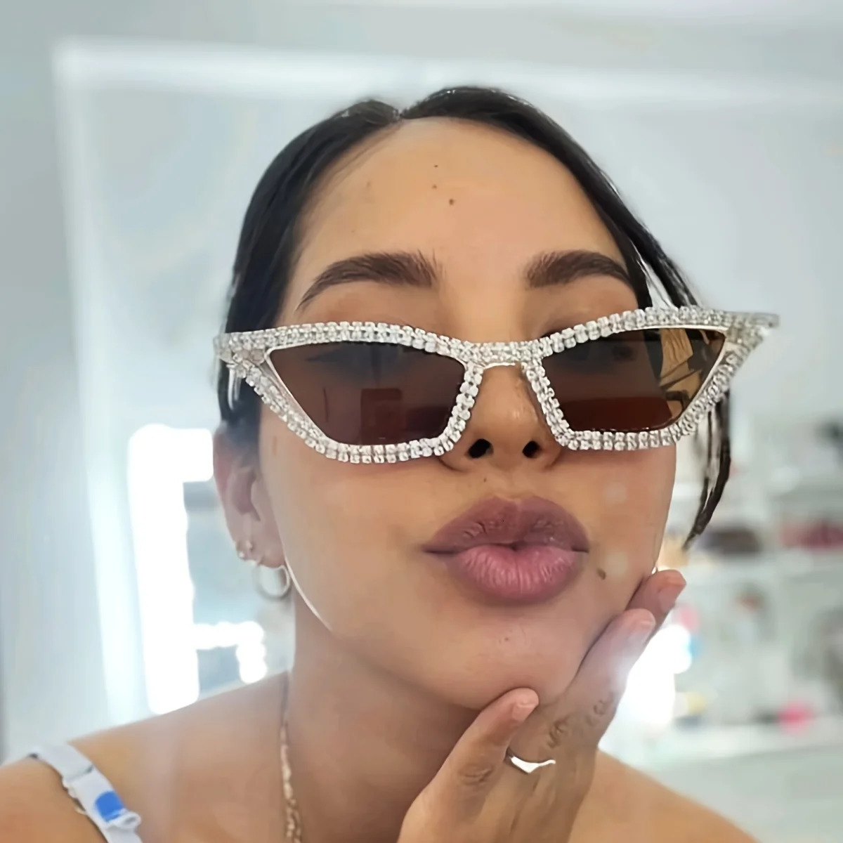 1PC Rhinestone Sunglasses Party Glasses Cat eye Sunglasses Cat eye Glasses Eyewear for Women Men Bar sunglasses 250320