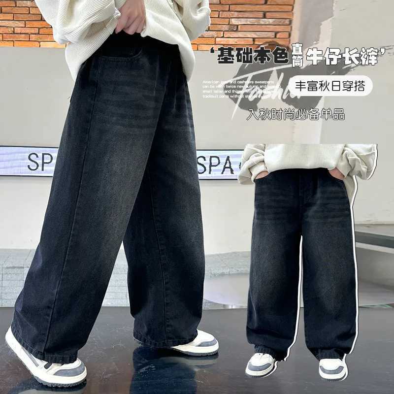 Boys pants spring and summer new styles childrens straight leg jeans medium and large childrens loose casual pantsT250326