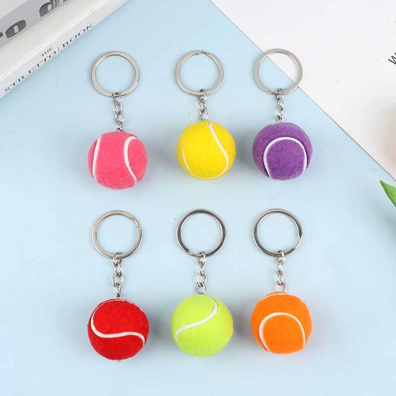 Cute sports mini metal tennis ball keychain 6-color pendant car keychain sports keychainXJ250319