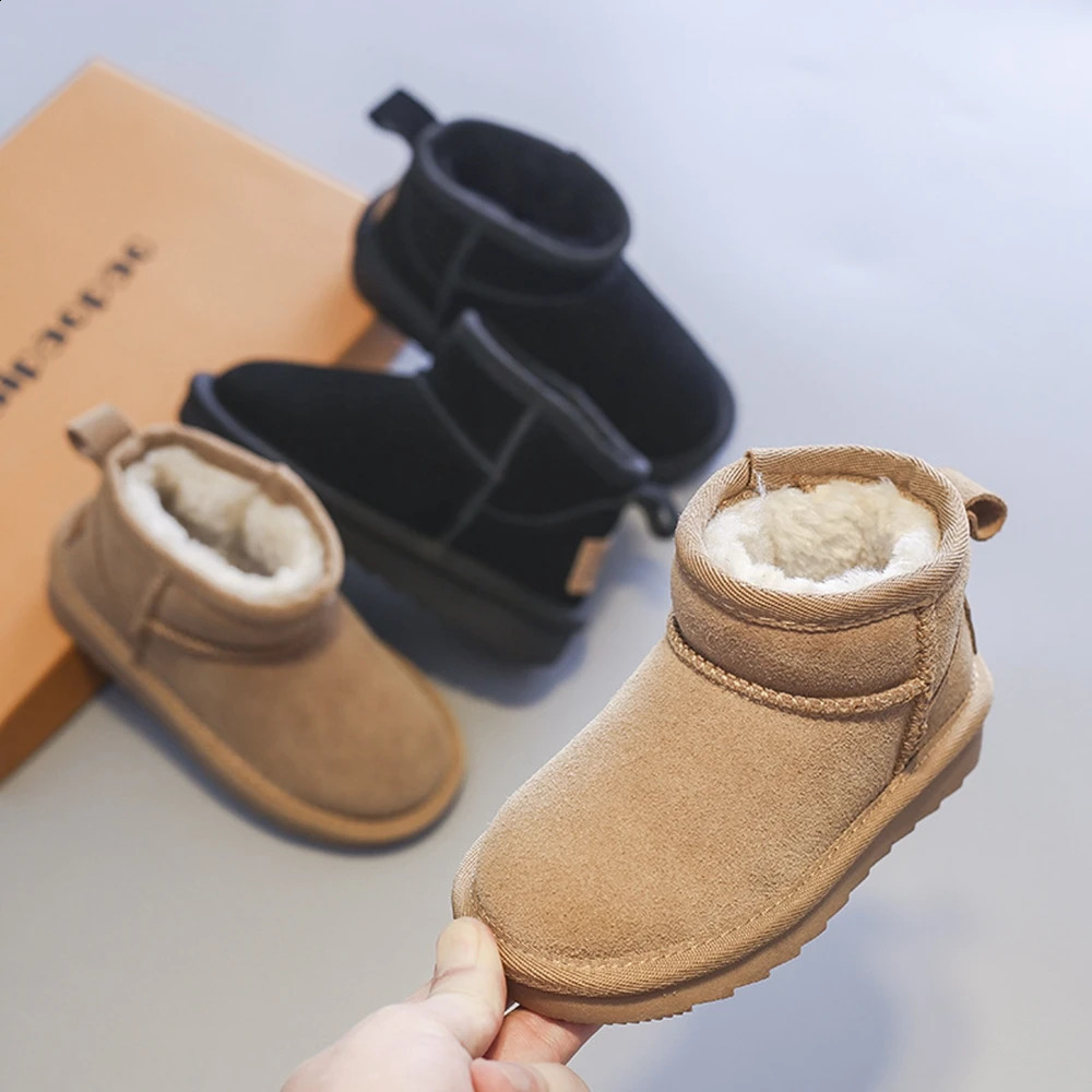 Children Snow Boots for Boys Girls Medium Big Kids Autumn Winter Warm Thermal Thick Plush Boots Classic 250319
