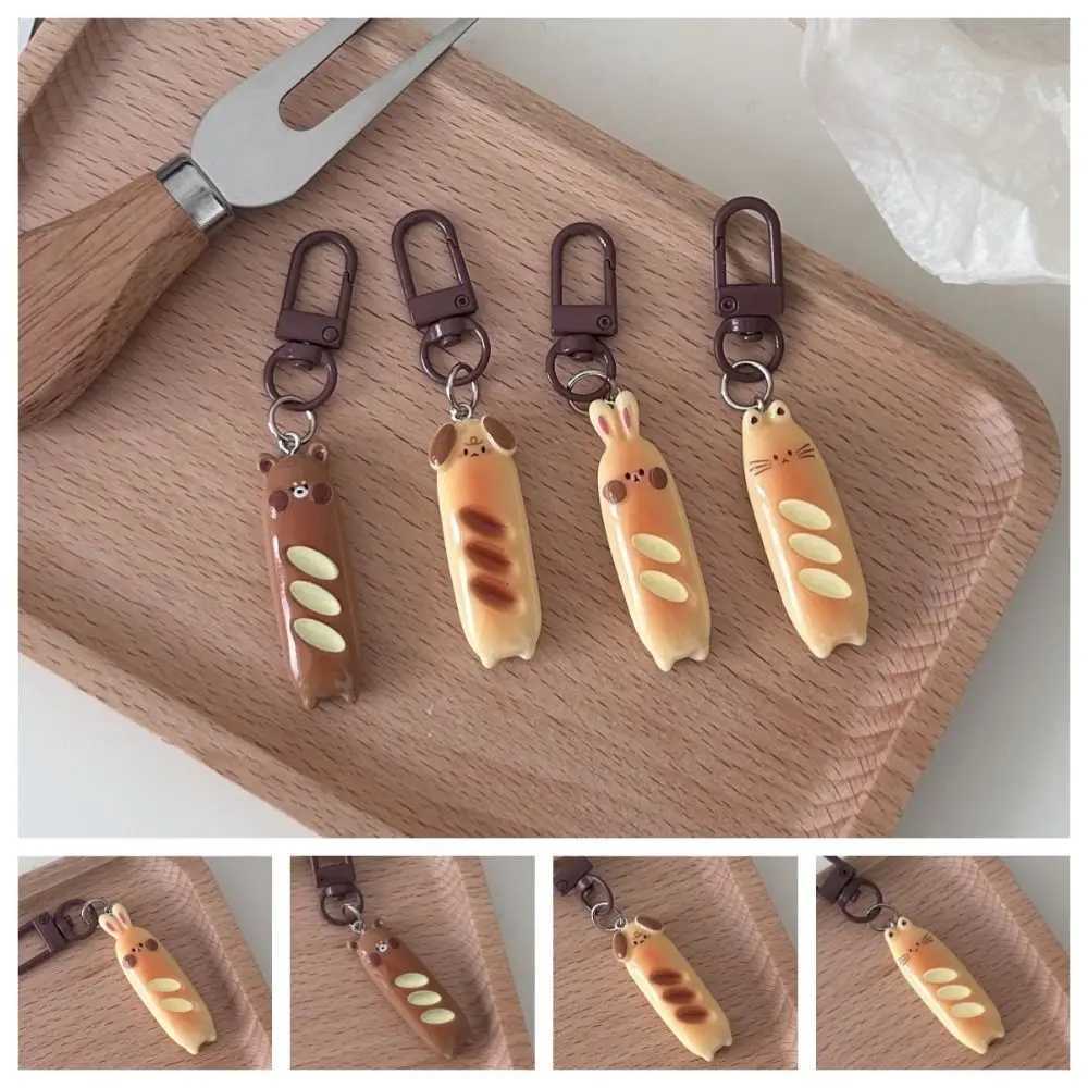 French Bread Bear Keychain Cute Dog Rabbit Cat Bread Puppy Pendant Creative Keyring Cat Bag Hanging CoupleXJ250319