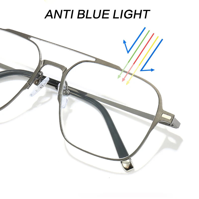 Dsnietp Alloy 2 In 1 Magnet Clip Reading Glasses Men Anti Blue Light Myopia Prescription Glasses Pochromic Eyewear 250228