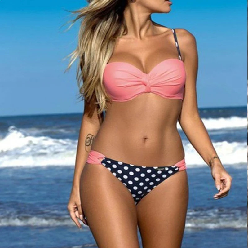 Sexy Striped Bikinis Mujer Women Swimsuit Halter Top Bathing Suit Push Up Bikini Set Swimwear Women Swimming Suit for Women 250319