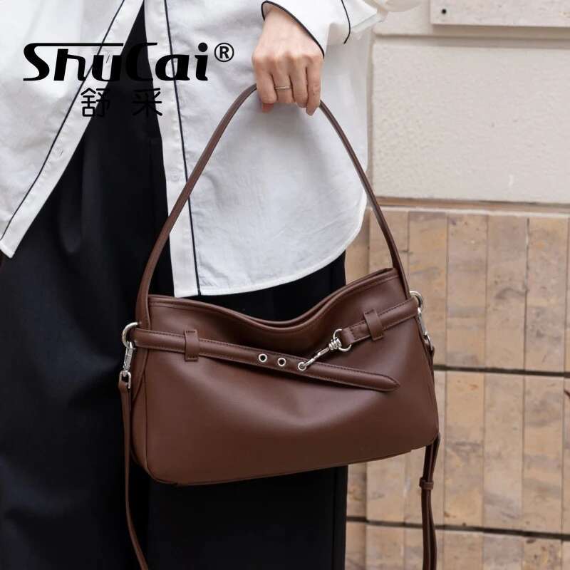 Cowhide Fashion Women Large Shoulder Bags Designer High Quality Leather Ladies Coffe Corss Bag Black White Brown 2025 New
