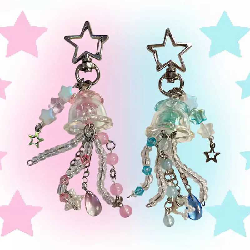 Pink blue matching soft iris jellyfish keychain bead Y2KXJ250319