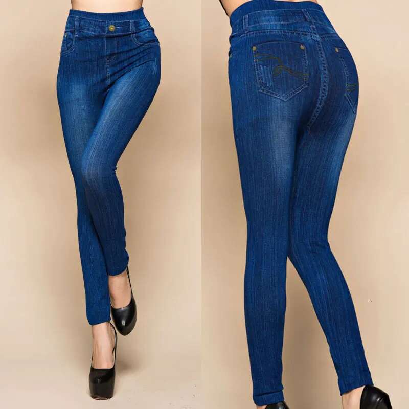 Women Denim Fashion Slim Faux Jeans Leggings Stretch Leggins Pants Summer Breeches Multiple Sizes