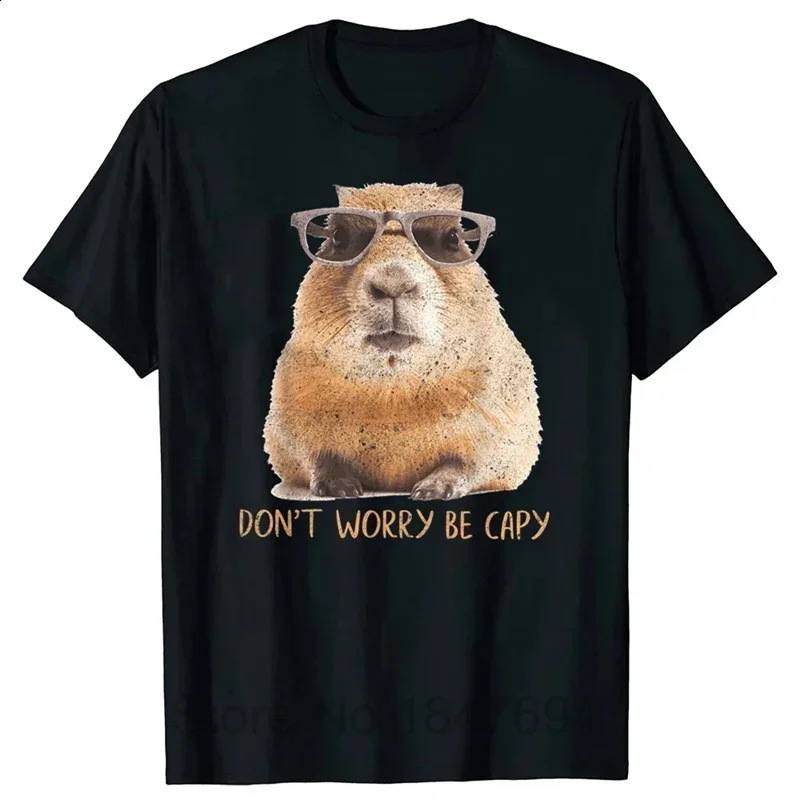 3D Printed Funny Capybara T Shirt for Women Retro Pattern TShirts Summer Casual Fashion Loose Round Neck Tops Streetwear 250311